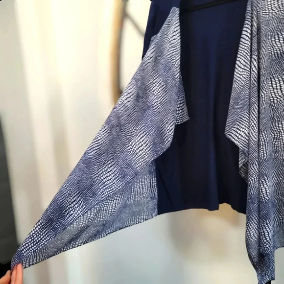 MICHAEL KORS Navy Chiffon Front Cardigan Sz M - Picture 5 of 7